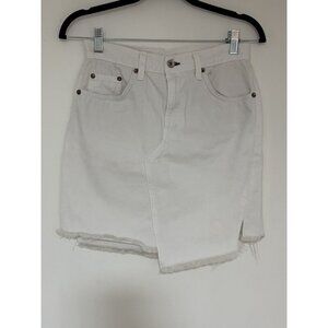 RAG & BONE Women’s White Denim Skirt Raw Hem 5 Pocket Skirt Size 26